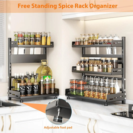 3-Tier Adjustable Spice Storage Rack